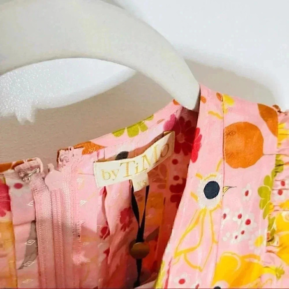 byTimo Delicate Shift Dress Pink Embossed Floral Size XS - Picture 4 of 8